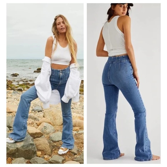 Free People We the Free Jayde Flare Jeans Size 31 - Picture 1 of 8